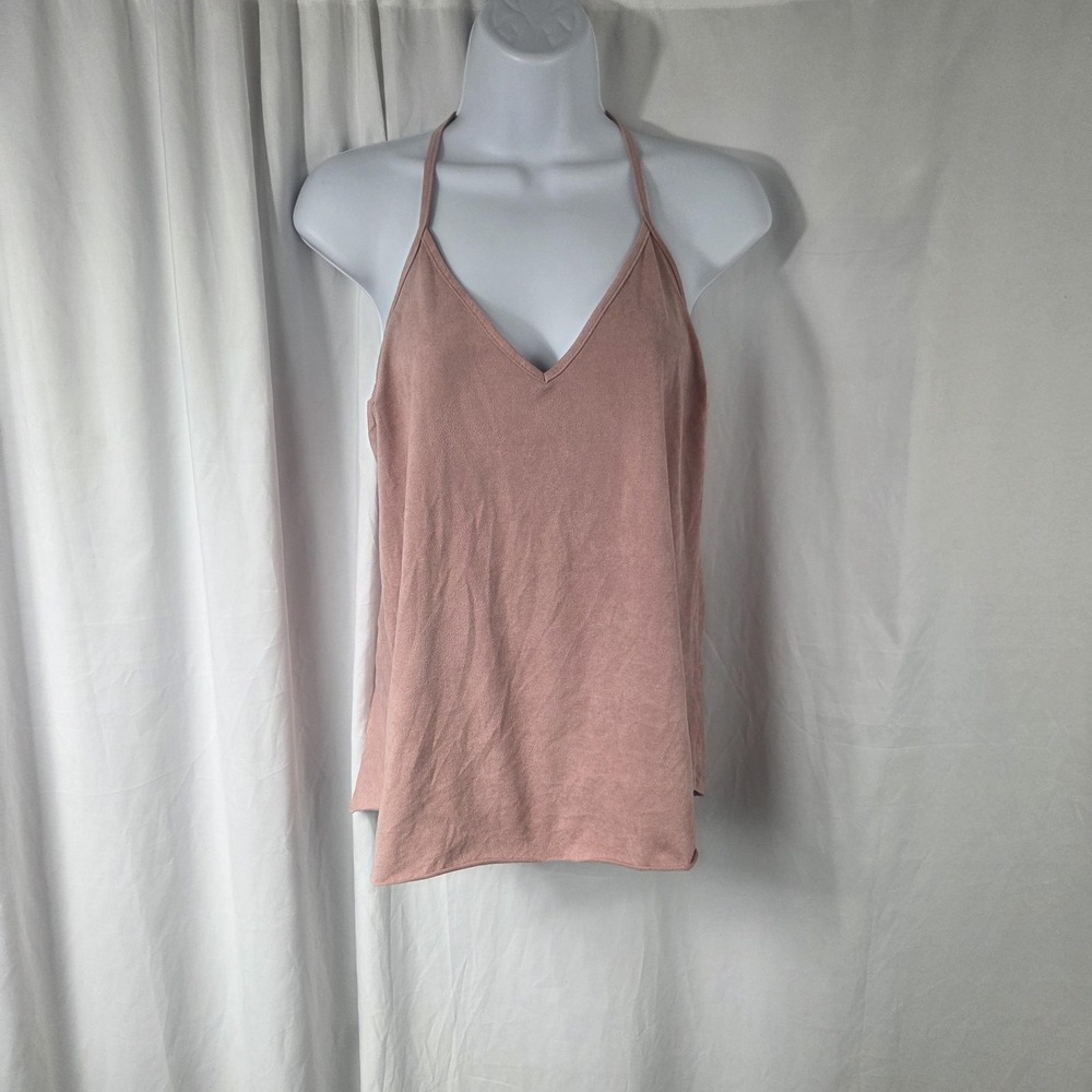 Charlotte Russe Tank Top Womens Small Pink Strappy Back V Neck Cami Shirt